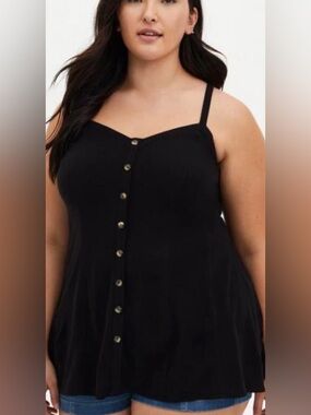 Torrid Black Button Front Longline Cami Sz 3X